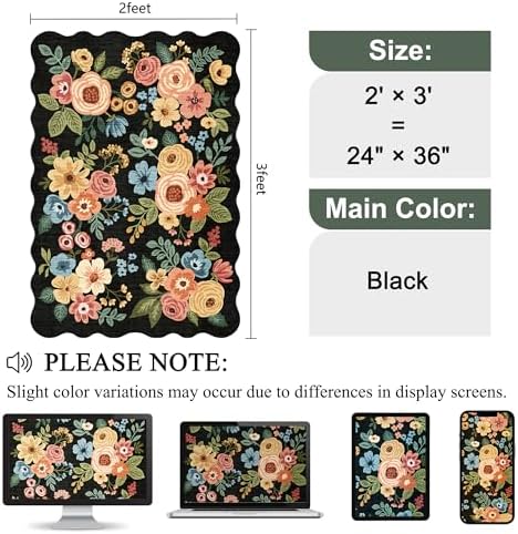 DUKINO 2x3 Rugs for Entryway, Floral Door Mat Washable Kitchen Rugs - Image 2