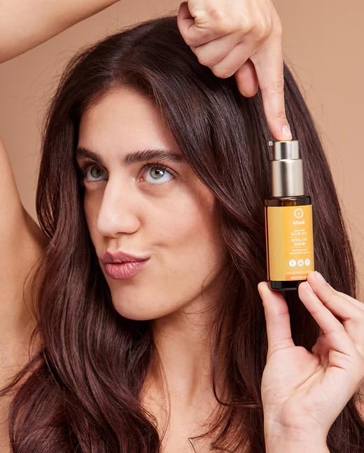 khadi VitalityGrow Hair Oil - Rosemary for more volume & hair growth - against hair loss - 100% natural, herbal, vegan & silicone-free 1.69 fl oz