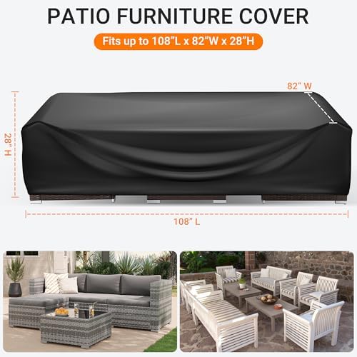 WLEAFJ Patio Furniture Covers Rectangle, Outdoor Table Covers Waterproof - Image 2