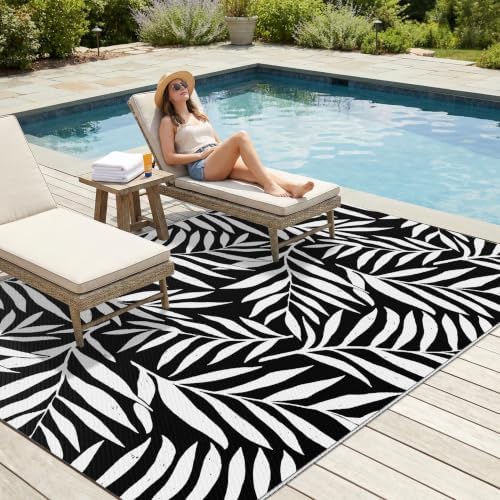 Smiry Outdoor Rug 5x8 ft Waterproof Reversible Leaf Mat - Image 3