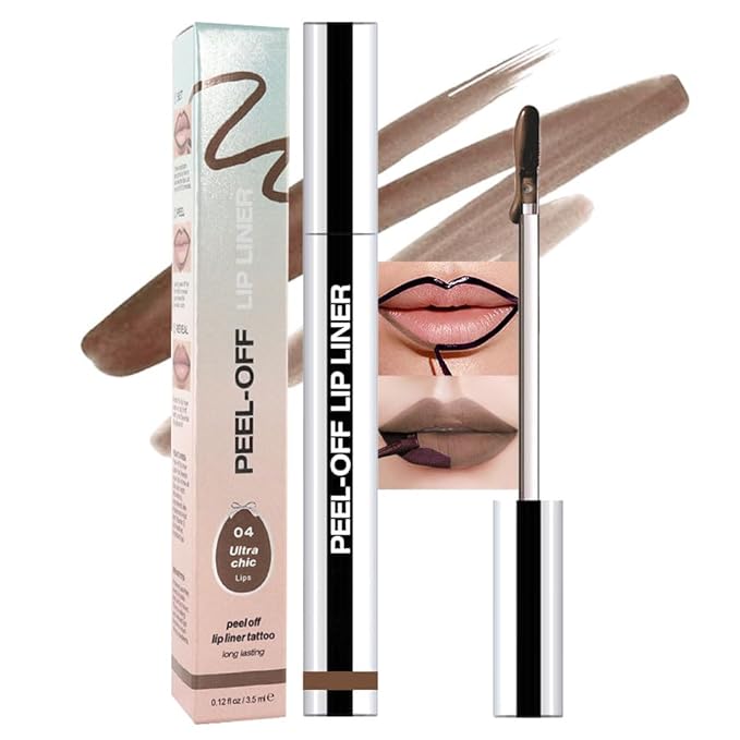 Matte Lip Gloss Stain-Peel Off Lip Liner Tattoo, Light Taupe Lip Tint，Long Lasting Peel Off Lip Stain, Waterproof Transfer-proof Lip Mask Lip Liner Peel Off Lip Gloss,Stayn Lip Makeup. #04