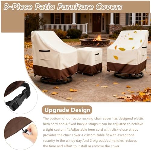 Patio Furniture Set Covers for 3 Piece Outdoor Bistro, Waterproof 100% Outdoor - Image 6