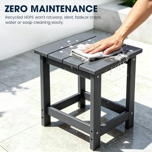 LZRS Patio Side Table, Heavy Duty HDPE Outdoor End Table - Image 5
