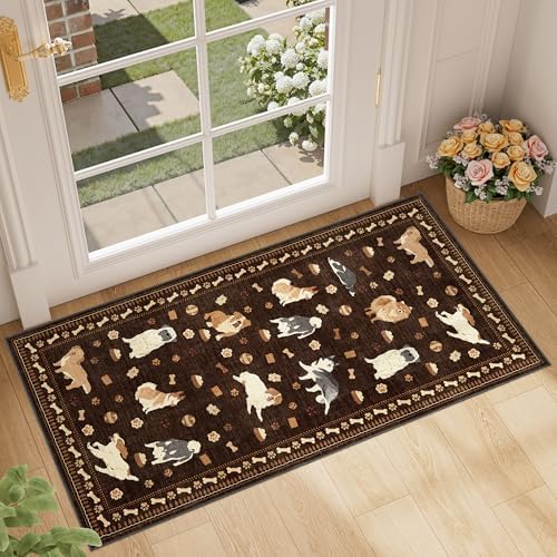 DUKINO 2x4 Rug Runner, Washable Dog Bathroom Rug Soft Non Slip by DUKINO