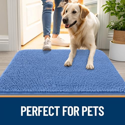 OLANLY Dog Door Mat for Muddy Paws 40x24, Super Absorbent Chenille Mud Mat - Image 6