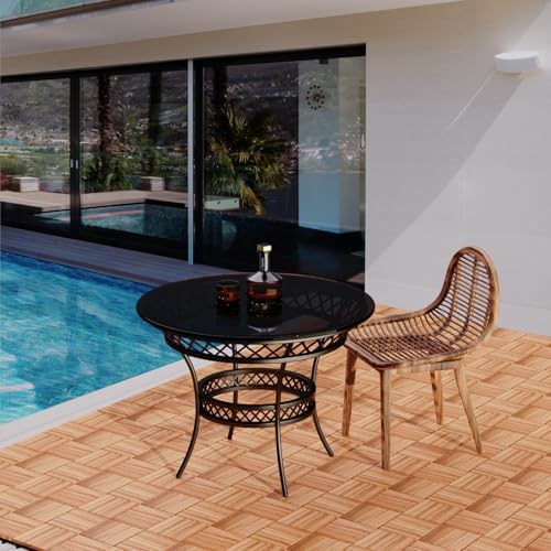 108Pcs Interlocking Deck Tiles, Acacia Wood Flooring, 12x12in Raised Base - Image 5