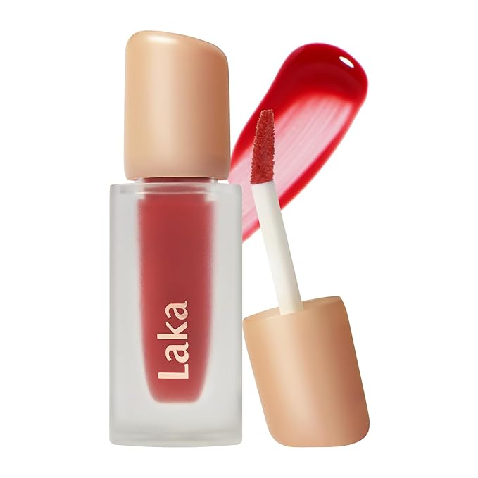 Laka Fruity Glam Tint, 4.5g/0.15 oz., Glowing Lip Stain with Wide Color Spectrum, Hydrating & Lightweight Texture, Long-Lasting Bold Stain, Non-Sticky, Vegan, K-Beauty (#116 Candid)