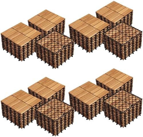 Yaheetech 108PCS Acacia Interlocking Deck Tiles Outdoor Patio Flooring by Yaheetech