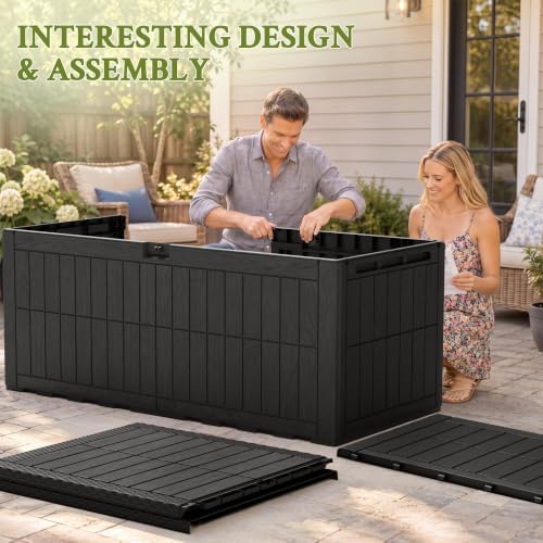 Flamaker 220 Gallon Large Outdoor Storage Box Waterproof, XL Resin Deck Box - Image 4