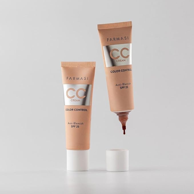 FARMASi CC Color Control Cream, Natural and Flawless Finish, Enriched Formula with Multimineral & Spf 25+, All-Day Hold, All Skin Types, 1 fl. oz, 02 Light ot Medium