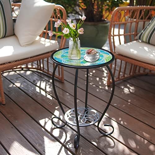 LIFFY Mosaic Outdoor Side Table, Small Bistro Coffee Table - Image 7
