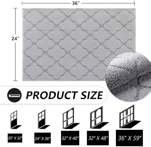 Timo Indoor Door Mat 24" x 36", Dirt Trapper Door Mats, Light Grey - Image 2
