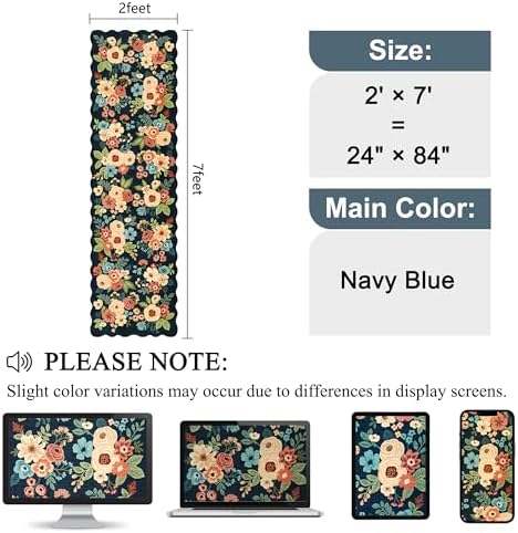 DUKINO 2x7 Runner Rug for Hallway, Floral Washable Kitchen Rug - Image 2