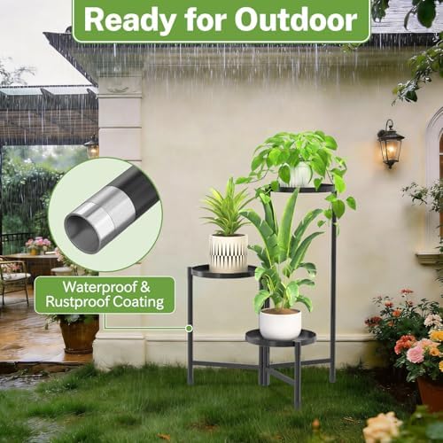 iDavosic.ly 3 Tier Large Plant Stand Indoor Outdoor, 10 In Wide Tray - Image 5