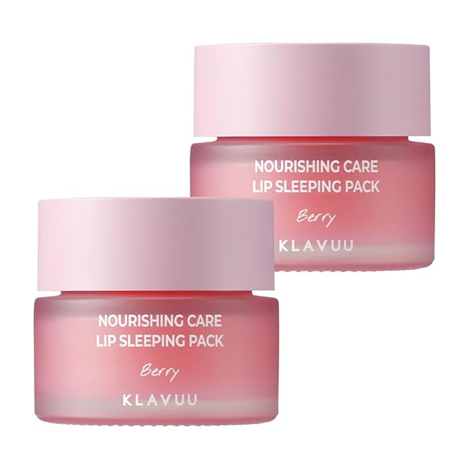 Klavuu Nourishing Care Lip Sleeping Pack(Berry & Berry) - Overnight Exfoliating & Nourishing Lip Treatment Balm for Dry Lips - Natural Moisturizing Lip Oil - Lip Balm to Repair & Protect Lips