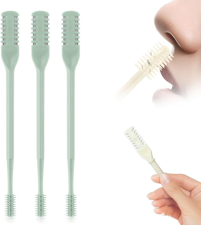 Nasal Hair Cutter, 2025 Upgraded Double Sided Noses Hairs Knife, 360° Rotating Portable Manual Nose Hair Trimmer, Noses Hairs Remover for Women Men Travel Essentials (Light Green, 3 Pcs)