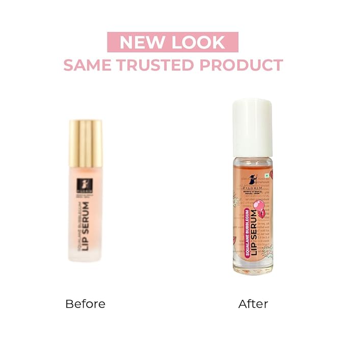 Pilgrim Squalane Bubblegum Lip Serum | Enriched with Shea Butter & Pomegranate Extract | Hydrating Lip Plumper Serum | Repairs Cracked Lips | Reveals Soft & Glossy Lips | 0.20 Fl Oz/6ml