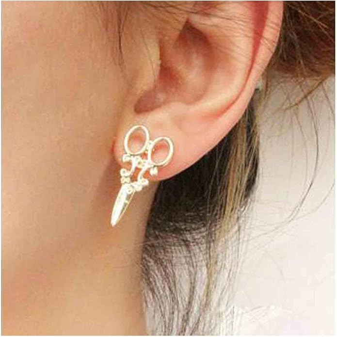 Punk Scissors Stud Earrings Gold Barber Earrings Minimalist Petite Earrings Personalized Earrings for Women and Girls Hair Stylist Gifts