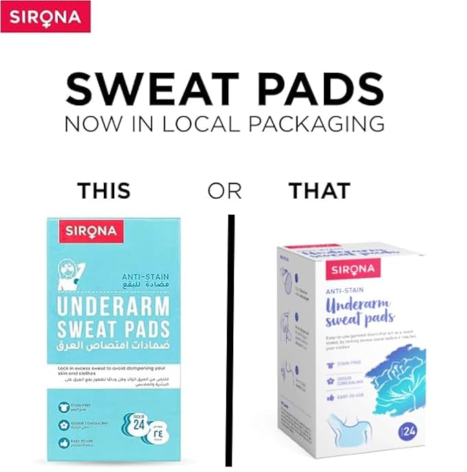 Sirona Disposable Underarm Sweat Pad - 24 Pad, Antiperspirant Absorbent Odour Blocker Pads Armpit Dress Shields | Anti Sweat Arm Pits Pads For Women And Men