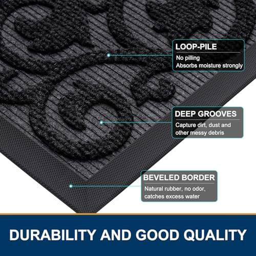 Smiry Front Door Mat Outside Entrance, Low Profile Rubber Doormat - Image 4