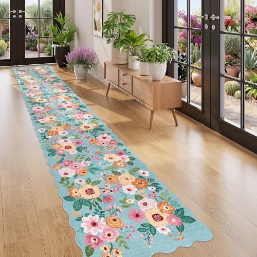 DUKINO 2x12 Washable Runner Rug, Floral Long Runner Rug - Image 5