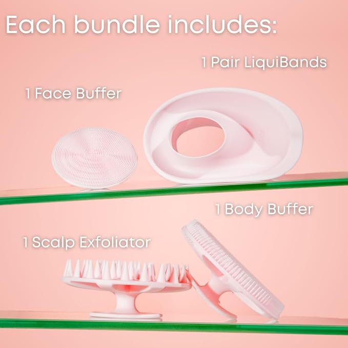 Skincare Essentials Kit - 4 Piece Bundle Pack - Face and Body Silicone Spa Accessory - Essential Beauty Set for Teen Girls Sage Green