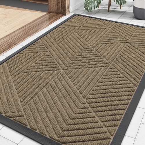 Smiry Front Door Mat Outside Entrance, Low Profile Rubber Doormat by Smiry