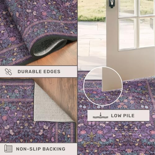 Plum Purple Floral Area Rug 6x9 - Image 5