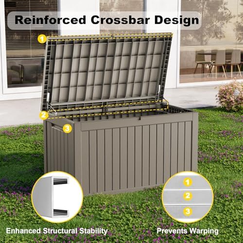 280 Gallon Outdoor Deck Box, Lockable Waterproof Outdoor Storage Boxes - Image 4