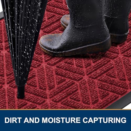 Smiry Front Door Mat Outside Entrance, Low Profile Rubber Doormat - Image 3