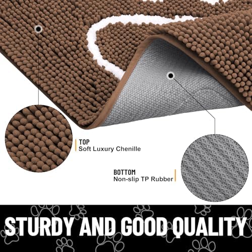 Smiry Dog Door Mat for Muddy Paws, Absorbent Non Slip Dirt Trapper - Image 4