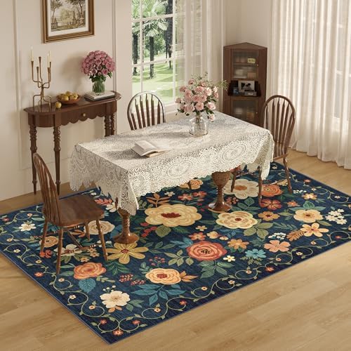 DUKINO 6x9 Area Rugs, Floral Washable Rug - Image 5