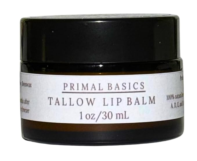 100% Grass Fed Grass Finished Beef Tallow and Beeswax Lip Balm, Face Moisturizer, Body Balm, for Oily, Dry, Sensitive Skin, USA Made