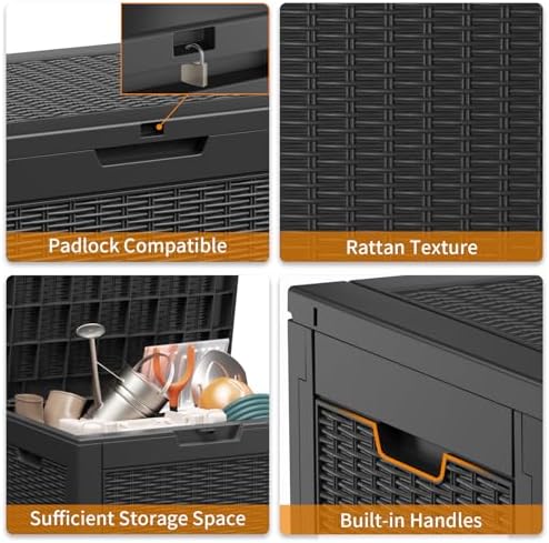 PatioZen 30 Gallon Resin Deck Box, Lockable Patio Outdoor Storage Box - Image 5