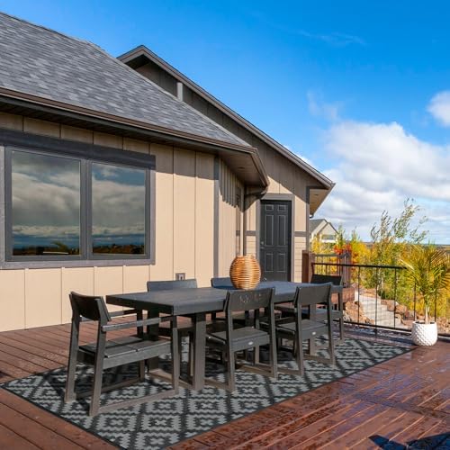 Kalafun Outdoor Patio Plastic Straw Rug, 5x8 ft - Image 5