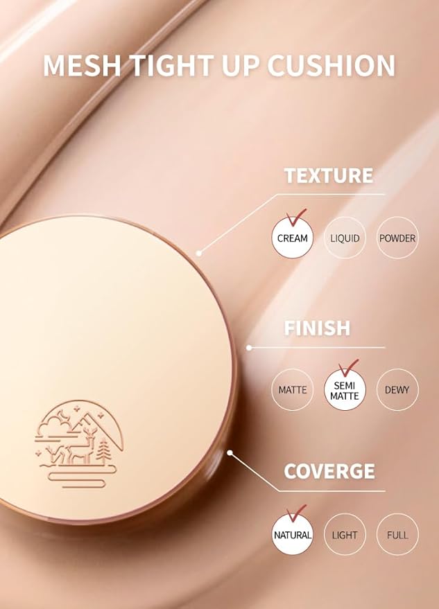 Mesh tight up cushion foundation 01, light beige, Korean compact foundation, natural coverage, glow, sweat proof makeup, long lasting, all skin type