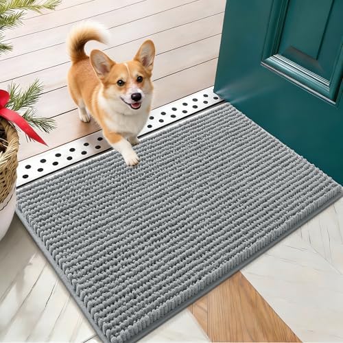 OLANLY Dog Door Mat for Muddy Paws 24x16, Extra Absorbent Chenille Mud Mat by OLANLY
