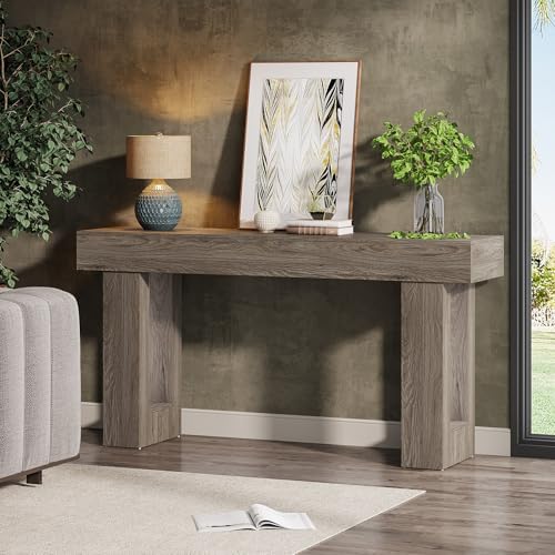 Tribesigns 63-Inch Long Console Table, Wooden Rectangular Sofa Table Behind The - Image 3