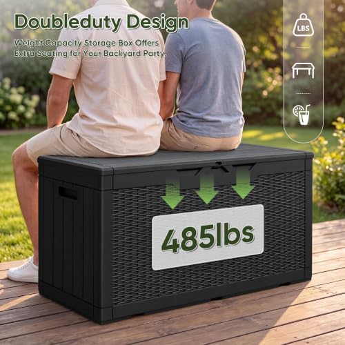 Flamaker Outdoor Storage Box 100 Gallon Waterproof Resin Deck Box - Image 3