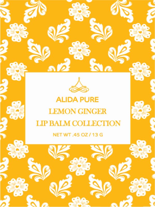 Lemon Ginger Lip Balm Collection, Vegan Lip Balm Set, Bees Wax Free, with Avocado Oil, Organic Jojoba Oil, Vitamin E, Natural Moisturizer For Dry, Cracked, or Chapped Lips, 3 Tube Set