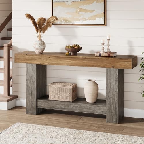 GarveeHome 63" Farmhouse 2-Tier Console Table by GarveeHome