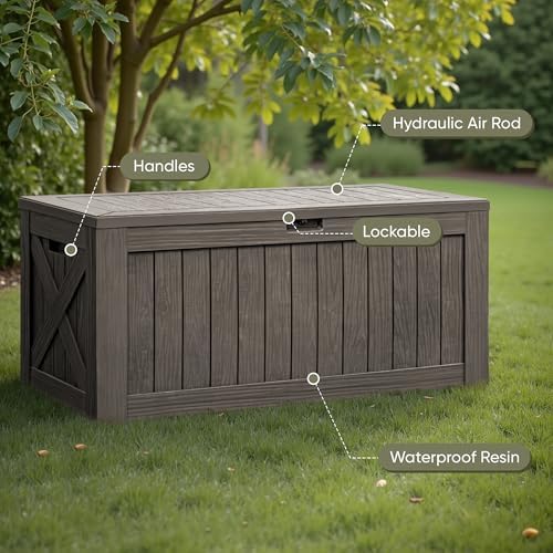 Flamaker Internal 120 Gallon Deck Box Waterproof, Large Outdoor Storage Box - Image 4