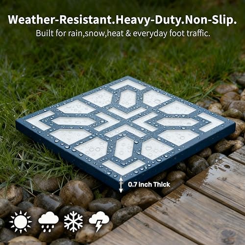2 Pack Square Stepping Stones, 10” Cement Garden Path Stones in Moroccan Tile - Image 2