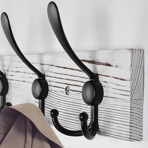 Coat Rack Wall Mount 31.5'' Coat Hanger Wall Mount Old White Coat Hooks - Image 6