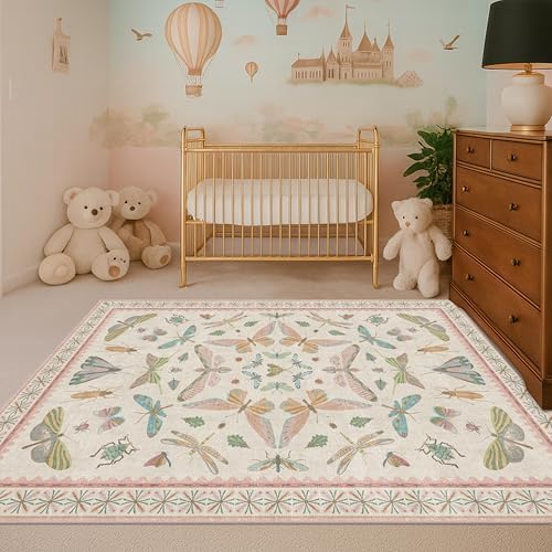 3x5 Flower Area Rug for Girls Bedroom by HazoHaus