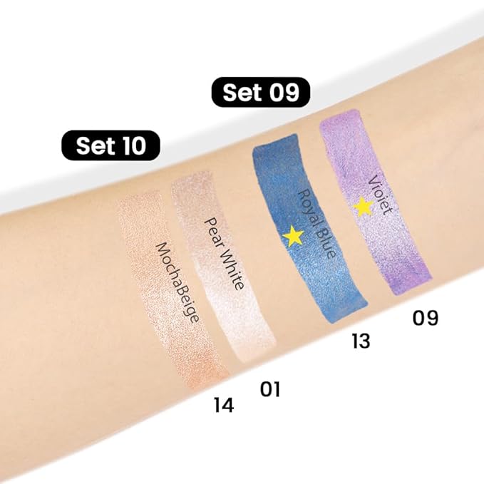 Kaely 2Pcs Cream Eyeshadow Stick Set for Eyes,Vioiet & Royal Blue Shimmer Pen,Eye Brightener Halloween Makeup,sombras para ojos,Smooth Eye Shadow Highlighter Crayon Pencil Waterproof,09+13