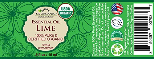 US Organic Lime Essential Oil - Certified Organic, Steam Distilled - W/Euro droppers (More Size Variations Available) (15 ml / .5 fl oz)