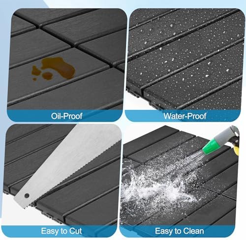 ToLanbbt Plastic Interlocking Deck Tiles 9 Pack 12"x12" Waterproof Indoor - Image 3