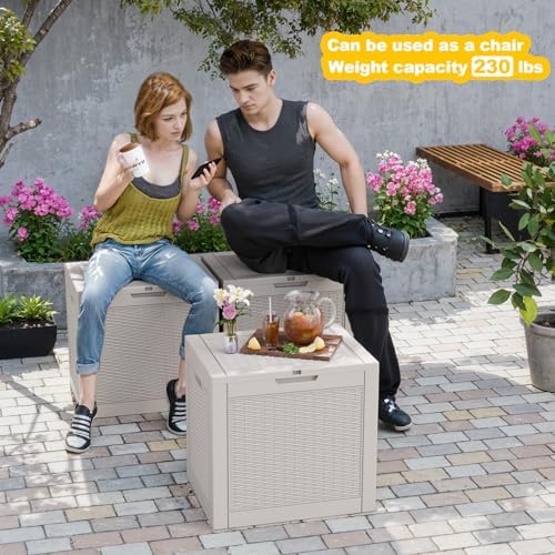 PatioZen 31 Gallon Wicker Pattern Resin Deck Box, Lockable Patio Outdoor - Image 4