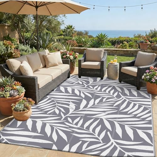 Smiry Outdoor Rug 5x8 ft Waterproof Reversible Leaf Mat by Smiry